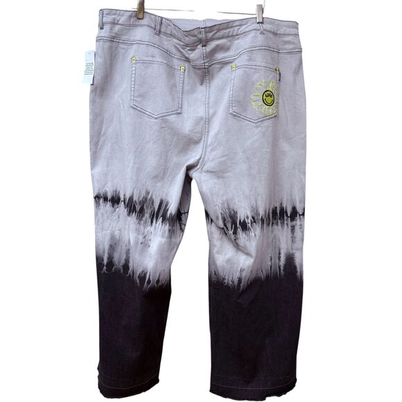 LOGO Lori Goldstein Smiley World Wide Leg Jeans Plus Size 28W Gray Tie Dye NWT - Picture 5 of 16
